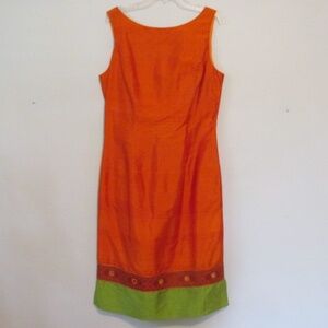 Embroidered Sleeveless Silk Dress, Size 8
